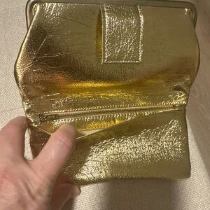 Metallic Gold Fold-Over Clutch Wristlet